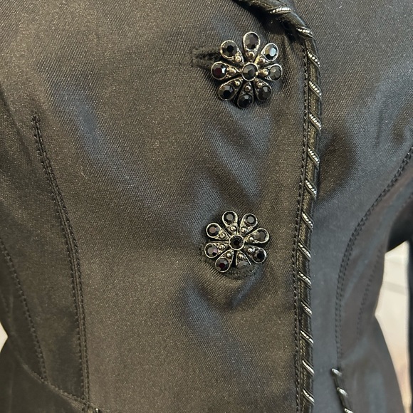 Elie Tahari Black Silk Dress Jacket/Blazer with Crystal Buttons-sz M-NWT - Picture 4 of 10